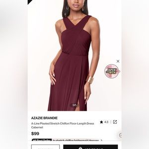 Azazie “brandie” bridesmaid dress in color Cabernet-never worn!
